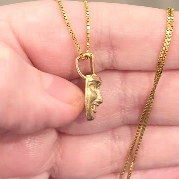 14K Drama Comedy Mask Pendant Yellow Gold Michael Anthony Actor Theater Thespian - Picture 8 of 14